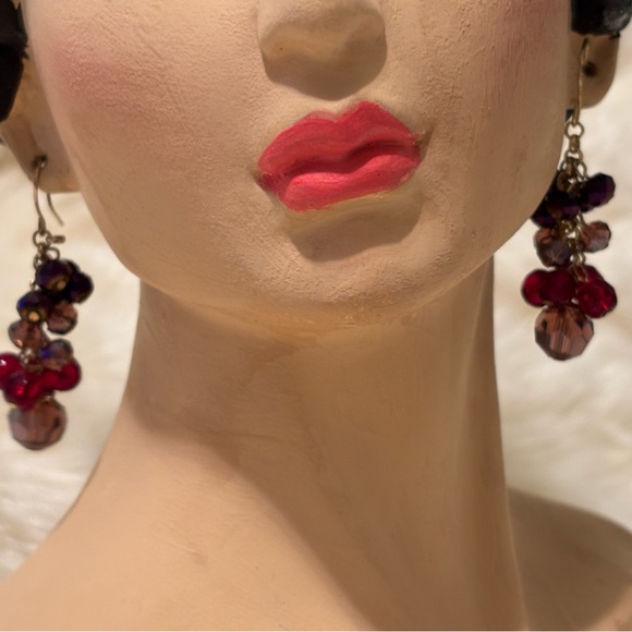 50% Off - Pretty dangle Earrings with various Purple shades of AB Crystal beads - Picture 4 of 14